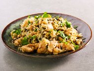 Рецепта Ризото с ориз арборио, пилешки хапки, спанак и сирене пармезан